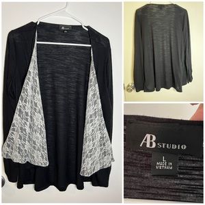 Black/white lace cardigan